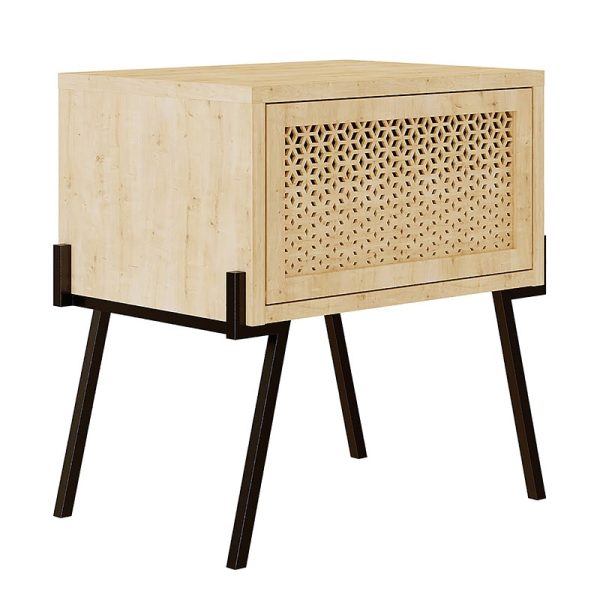 Nightstand Hamer black-natural 48x34x51cm