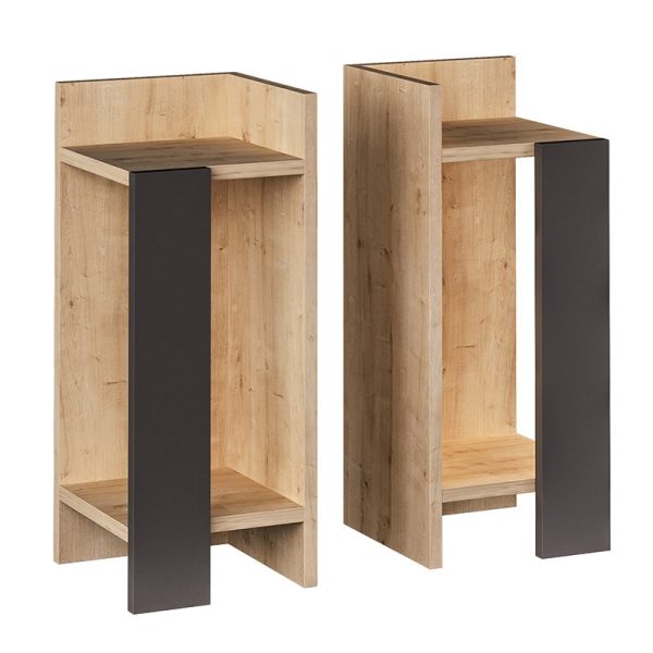 Nightstand Immerse  set 2 pics oak-anthracite 27x25x60cm
