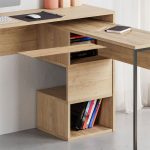 Tavolinë pune e palosshme Badau, melamine në ngjyrë natyrale, 110x37x77cm - Image 4