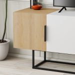 Mobilje televizori Tontini, ngjyrë natyrale-e bardhë 140x37.5x55cm - Image 4