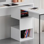 Tavolinë pune e palosshme Badau, melamine në ngjyrë të bardhë, 110x37x77cm - Image 4