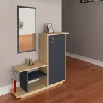 Mobilje hyrëse me pasqyrë Ceel  me ngjyrë të bardhë-arrë 80x29.5x90cm - Image 3