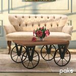 Tavolina e kafesë Pakoworld biçikletë në ngjyrë të zezë-arrë 85x55x41cm - Image 2