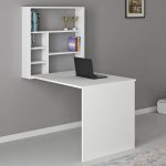 Tavolinë pune e palosshme Ravin, montohet në mur, ngjyrë e bardhë 63x90x154cm - Image 2