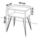 Nightstand Naida  natyrore-e zezë 45x30x59cm - Image 4