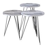 Tavolina anësore vendosur 3pcs Merci  në imitim mermeri bardhë-gri ngjyrë të zezë