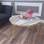 Tavolinë Nidra, imitim mermeri i bardhë-ari, D70x40cm - Image 2