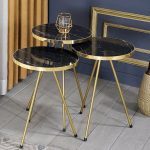 Tavolina anësore Weber  set i 3 copë mermer-artë i zi - Image 2