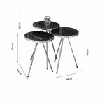 Tavolina anësore Weber  set i 3 copë mermer-artë i zi - Image 3