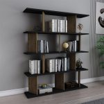 Bookcase Ratu  sonoma-black 120x24.6x141cm - Image 2