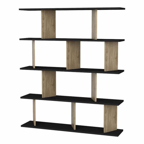 Bookcase Ratu  sonoma-black 120x24.6x141cm