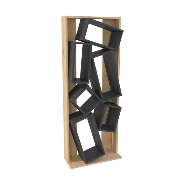 Bookcase Jamey natyrore-errët gri 60x24x153,6cm