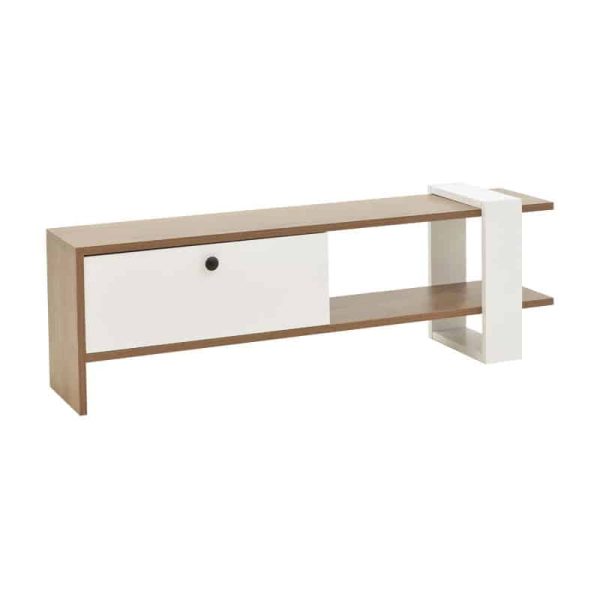 Set televiziv Salon  me ngjyrë të bardhë-arrë 120x25x37cm