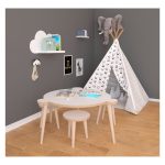 Tavolinë fëmijësh me stol Pakoworld fëmijësh 4 copë të vendosura mdf të bardhë - Image 2