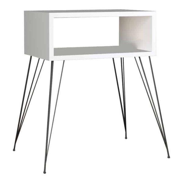 Nighstand Naida  melamine e bardhë 45x30x57cm