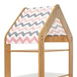 Raft Montessori Zoilen II MDF natyral i bardhë-rozë 50x30x120cm - Image 3