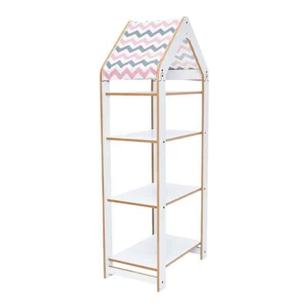 Raft Montessori Zoilen II  mdf i bardhë-rozë 50x30x120cm