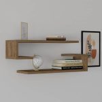 Rafti i murit Eldo  prej 2 melamine në hije arrash 60x19.6x15cm - Image 2