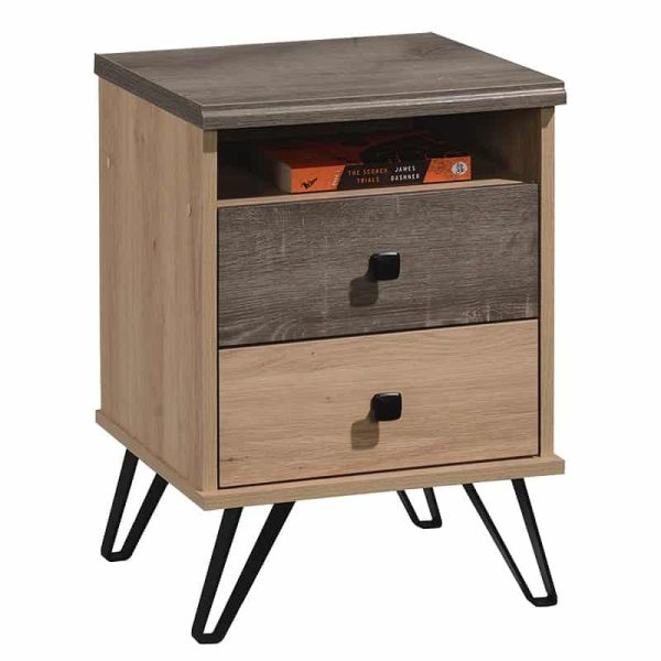 Nightstand Bruno  me 2 sirtarë në viscount - ngjyra toro 39,5x39,5x56,5cm