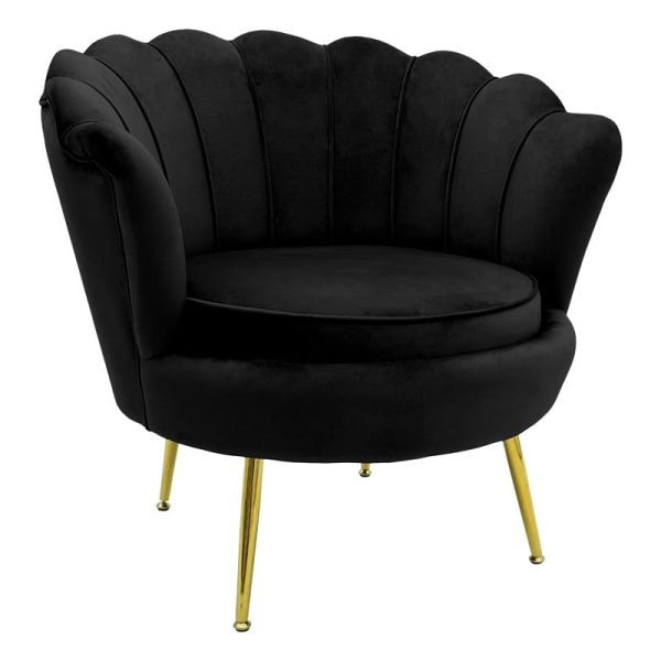 Armchair Daimon velvet black-golden 79x74x78cm