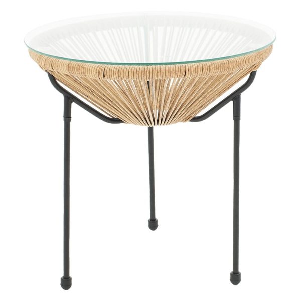 Tavolina Acapulco e zezë metal-pe natyrale D50x50cm