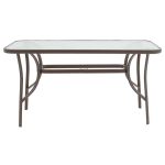 Siguroni  table metal qelqi me natyrë kafe 140x80x70cm - Image 2