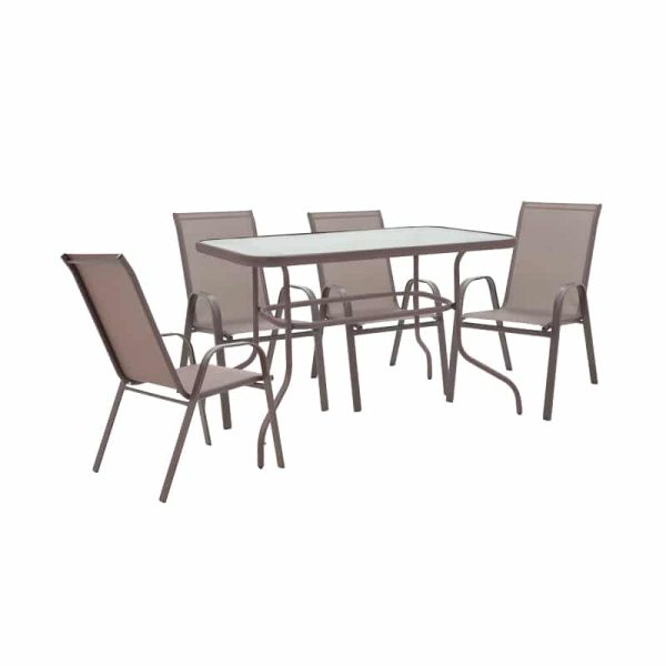 Set ngrënieje 5pcs Valor-Calan  metal black-textilene kafe 110x60x70cm