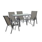 Set ngrënieje 5pcs Valor-Calan  metal black-textilene gri të errët 110x60x70cm