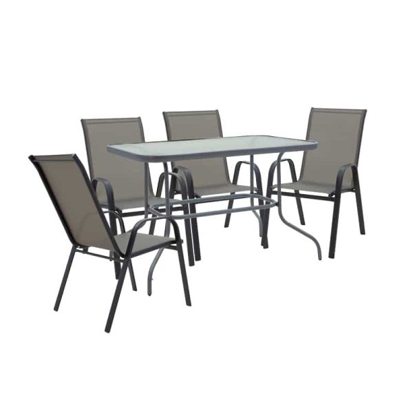 Set ngrënieje 5pcs Valor-Calan  metal black-textilene gri të errët 110x60x70cm