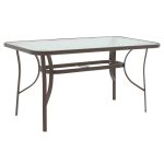 Komplet ngrënieje 7 copë Ensure-Obbi metal-xham kafe 140x80x70cm - Image 3