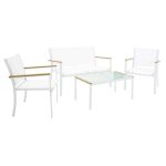 Komplet lounge 4 copë Jacie  metal-tekstilen e bardhë - Image 2