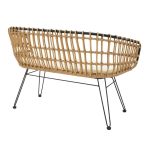 Sofa 2 seater Naoki  metal black-pe natyrore 120x55x79cm - Image 3