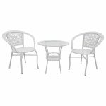 Set lounge Saylor 3pcs metal-pe bastun prej palme kacavjerrëse të bardhë