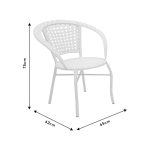 Set lounge Saylor 3pcs metal-pe bastun prej palme kacavjerrëse të bardhë - Image 4