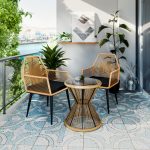 Karrige Tanish, prej ratani natyral-me këmbë metalike të zeza, 58x58.5x87cm - Image 2