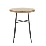 Tavolinë Gaus, metal i zi, PE natyral, xham D60x74cm - Image 2