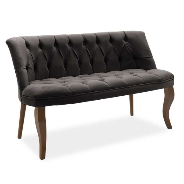 Divan 2 vendesh Loreta, stof kadife ngjyrë gri e errët, 123x65x73cm