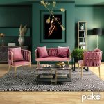 Divan 2 vendesh kadife  fildishi në ngjyrë molle të kalbur 110x52x77cm - Image 2