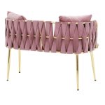 Divan 2 vendesh kadife  fildishi në ngjyrë molle të kalbur 110x52x77cm - Image 4