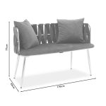 Divan 2 vendesh kadife  fildishi në ngjyrë molle të kalbur 110x52x77cm - Image 6