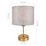 Llambë tavoline, PWL-0961, Ε27 me ngjyrë bezhë kafe-ngjyrë ari, D22x32cm - Image 2