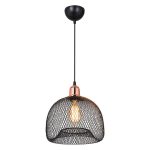 Llambë tavani PWL-1024, Ε27, metalike e zezë-rozë ari D26x60cm