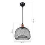 Llambë tavani PWL-1024, Ε27, metalike e zezë-rozë ari D26x60cm - Image 4