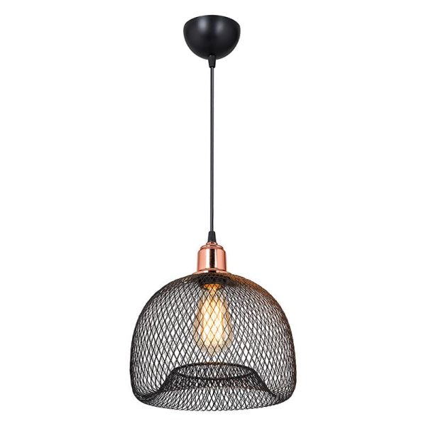 Llambë tavani PWL-1024, Ε27, metalike e zezë-rozë ari D26x60cm