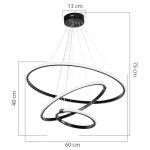 Llambë tavani PWL-1156, LED 60-80W e zezë D60x100cm - Image 4