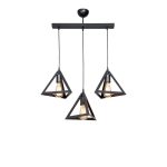 Llambë tavani Lich, me tre drita, PP në nuancë të zezë, 60x24x75cm