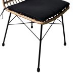 Καρέκλα Naoki  rattan σε φυσική απόχρωση με μαύρο μαξιλάρι και μεταλλικό μαύρο πόδι 45x60x83εκ - Image 5