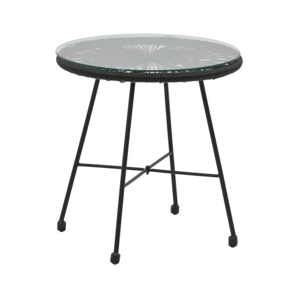Acapulco table black metal - pe rattan në hije të zezë D50x50cm