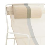 Karrige plazhi/pikniku Faisty, metal i bardhë, tekstil dhe jastëk me vija gri - bezhë 65x83x86cm - Image 5