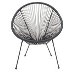 Komplet ngrënieje Acapulco  komplet me 3 xhama bastun prej palme kacavjerrëse të zezë metalike-zi D50X50cm - Image 5